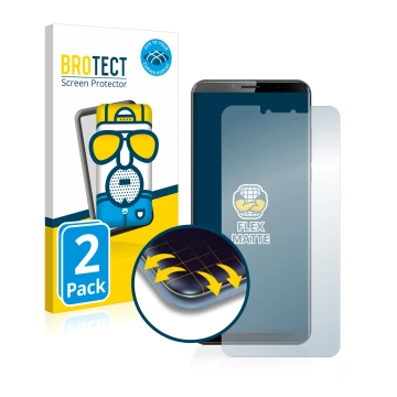 Front side of a product packaging with the brand logo BROTECT. Next to it is the device Cubot X19 shown with the corresponding