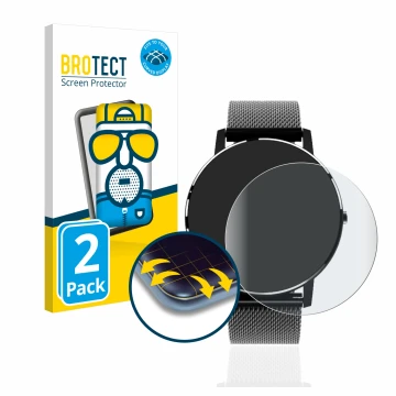 Front side of a product packaging with the brand logo BROTECT. Next to it is the device Holalei Fitness Tracker 1.3