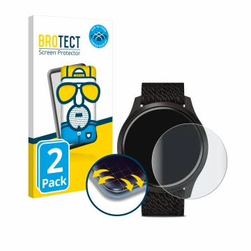 Front side of a product packaging with the brand logo BROTECT. Next to it is the device Garmin vivomove Style (42 mm) shown wi