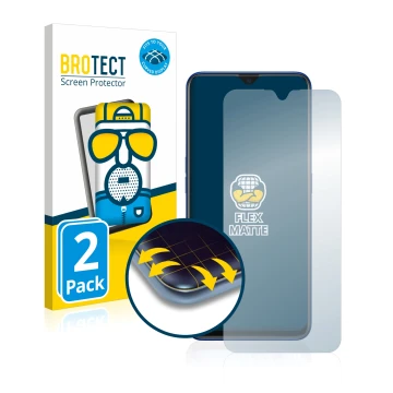 Front side of a product packaging with the brand logo BROTECT. Next to it is the device Oppo A9 2020 shown with the correspond