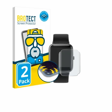 Front side of a product packaging with the brand logo BROTECT. Next to it is the device Fitpolo ID205L 1.3