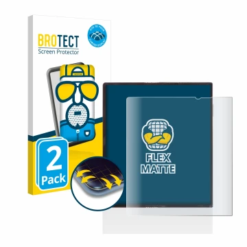 Front side of a product packaging with the brand logo BROTECT. Next to it is the device Huawei Mate Xs shown with the correspo