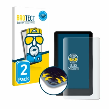 Front side of a product packaging with the brand logo BROTECT. Next to it is the device Garmin zumo XT shown with the correspo