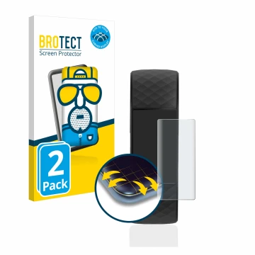 Front side of a product packaging with the brand logo BROTECT. Next to it is the device Fitbit Charge 4 shown with the corresp