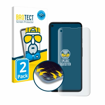 Front side of a product packaging with the brand logo BROTECT. Next to it is the device Google Pixel 4a 5G shown with the corr