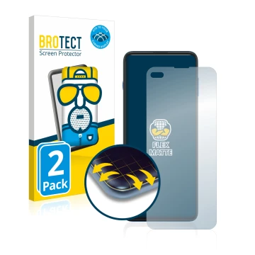 Front side of a product packaging with the brand logo BROTECT. Next to it is the device Motorola Moto G100 shown with the corr