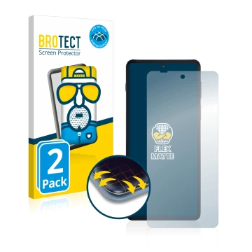 Front side of a product packaging with the brand logo BROTECT. Next to it is the device Motorola Edge 20 Pro shown with the co