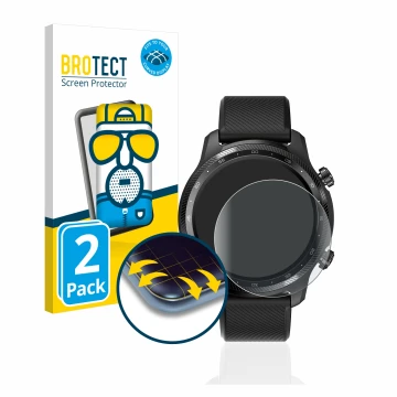 Front side of a product packaging with the brand logo BROTECT. Next to it is the device Mobvoi Ticwatch Pro 3 Ultra GPS shown 