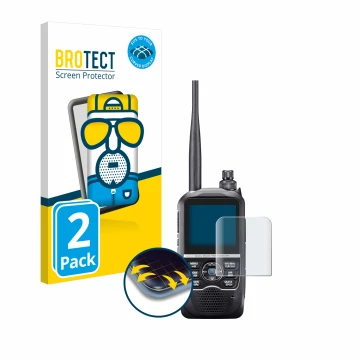 Front side of a product packaging with the brand logo BROTECT. Next to it is the device Icom ID-52E shown with the correspondi