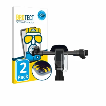 Front side of a product packaging with the brand logo BROTECT. Next to it is the device NIU KQi3 Pro shown with the correspond