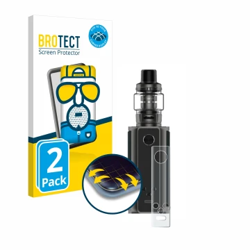 Front side of a product packaging with the brand logo BROTECT. Next to it is the device Vaporesso Target 200 Mod shown with th