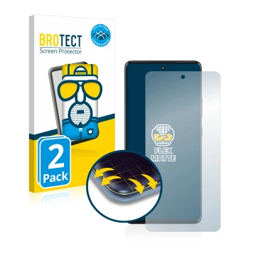 Front side of a product packaging with the brand logo BROTECT. Next to it is the device Motorola Edge 30 Fusion shown with the