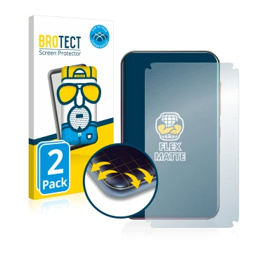 Front side of a product packaging with the brand logo BROTECT. Next to it is the device Timmkoo Q3E shown with the correspondi