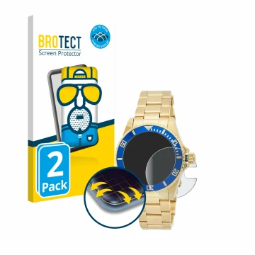 Front side of a product packaging with the brand logo BROTECT. Next to it is the device Invicta Pro Diver 8930OB (40mm) shown 
