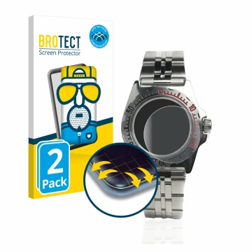 Front side of a product packaging with the brand logo BROTECT. Next to it is the device Vostok Amphibian Klassik 110647 shown 