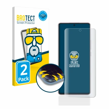 Front side of a product packaging with the brand logo BROTECT. Next to it is the device Xiaomi Redmi Note 12 Pro 5G shown with