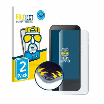 Front side of a product packaging with the brand logo BROTECT. Next to it is the device Omnipod 5 shown with the corresponding
