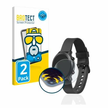 Front side of a product packaging with the brand logo BROTECT. Next to it is the device Doro Watch shown with the correspondin