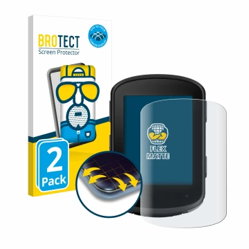 Front side of a product packaging with the brand logo BROTECT. Next to it is the device Garmin Edge 540 shown with the corresp