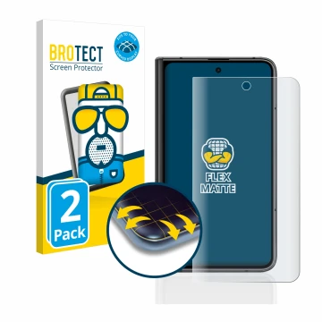 Front side of a product packaging with the brand logo BROTECT. Next to it is the device Google Pixel Fold (Outer display) show