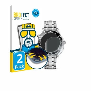 Front side of a product packaging with the brand logo BROTECT. Next to it is the device Omega Seamaster Diver 300M (42 mm) sho