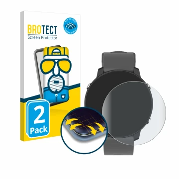 Front side of a product packaging with the brand logo BROTECT. Next to it is the device Shot Scope G5 GPS Watch shown with the