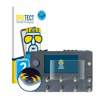 Front side of a product packaging with the brand logo BROTECT. Next to it is the device Neural DSP Quad Cortex shown with the 