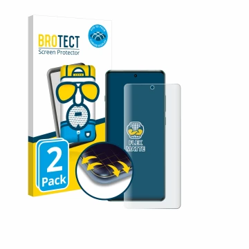 Front side of a product packaging with the brand logo BROTECT. Next to it is the device OnePlus 12R shown with the correspondi