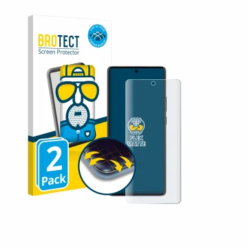 Front side of a product packaging with the brand logo BROTECT. Next to it is the device Vivo X90 Pro Plus shown with the corre