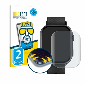 Front side of a product packaging with the brand logo BROTECT. Next to it is the device Yuede Smartwatch 2