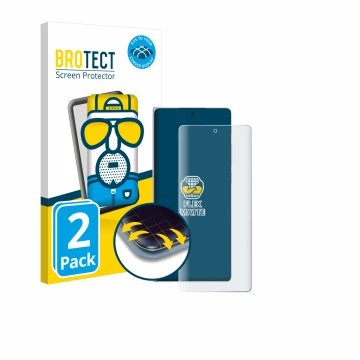 Front side of a product packaging with the brand logo BROTECT. Next to it is the device Vivo X Fold3 shown with the correspond