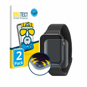 Front side of a product packaging with the brand logo BROTECT. Next to it is the device Reflex Active Series 30 AMOLED shown w