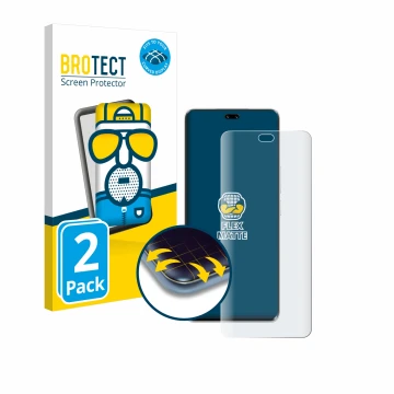 Front side of a product packaging with the brand logo BROTECT. Next to it is the device Honor 200 Pro shown with the correspon