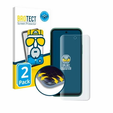 Front side of a product packaging with the brand logo BROTECT. Next to it is the device Nokia XR21 Limited Edition shown with 