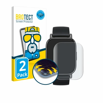 Front side of a product packaging with the brand logo BROTECT. Next to it is the device Xiaomi Redmi Watch 5 Lite shown with t