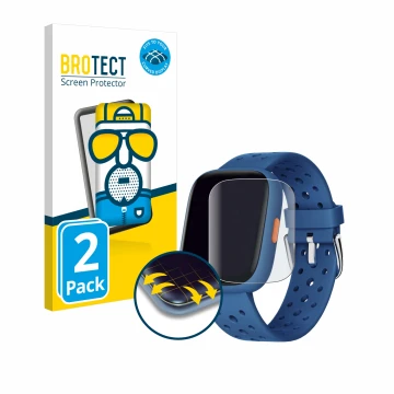 Front side of a product packaging with the brand logo BROTECT. Next to it is the device Biggerfive BW02 shown with the corresp