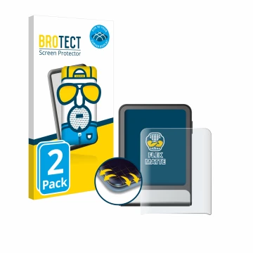 Front side of a product packaging with the brand logo BROTECT. Next to it is the device Ledger Flex shown with the correspondi