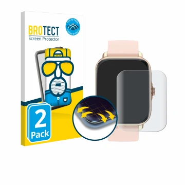 Front side of a product packaging with the brand logo BROTECT. Next to it is the device Janolty Smartwatch 1.83