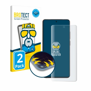 Front side of a product packaging with the brand logo BROTECT. Next to it is the device realme GT 7 Pro shown with the corresp