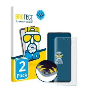 Front side of a product packaging with the brand logo BROTECT. Next to it is the device Huawei Mate 70 Pro Plus shown with the