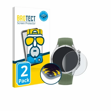 Front side of a product packaging with the brand logo BROTECT. Next to it is the device OnePlus Watch 3 shown with the corresp