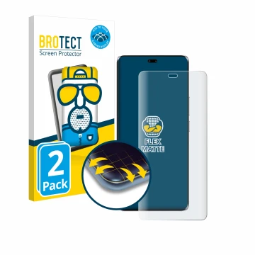 Front side of a product packaging with the brand logo BROTECT. Next to it is the device Honor Magic 7 Lite shown with the corr