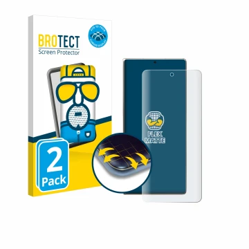 Front side of a product packaging with the brand logo BROTECT. Next to it is the device Huawei Mate X6 shown with the correspo