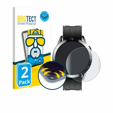 Front side of a product packaging with the brand logo BROTECT. Next to it is the device Tracer Smartwatch SM9 shown with the c