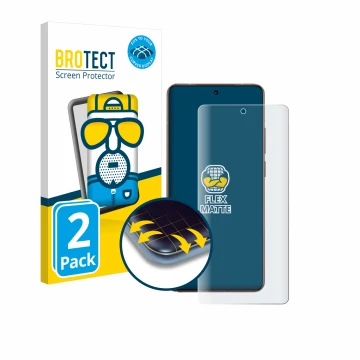 Front side of a product packaging with the brand logo BROTECT. Next to it is the device realme GT 7 Pro Racing shown with the 