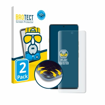 Front side of a product packaging with the brand logo BROTECT. Next to it is the device Tecno Camon 40 Pro 5G shown with the c