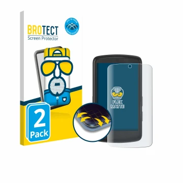 Front side of a product packaging with the brand logo BROTECT. Next to it is the device Bryton Rider S810 shown with the corre