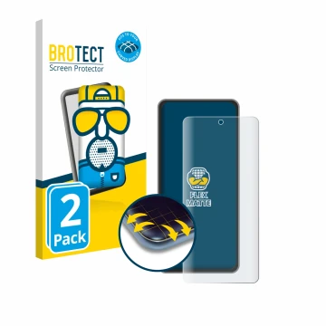 Front side of a product packaging with the brand logo BROTECT. Next to it is the device realme GT 7T shown with the correspond