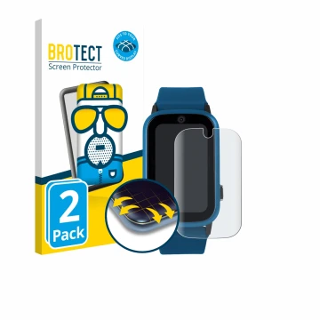 Front side of a product packaging with the brand logo BROTECT. Next to it is the device One2Track Connect Adventure shown with