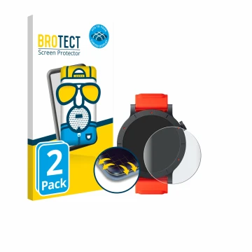 Front side of a product packaging with the brand logo BROTECT. Next to it is the device Nothing CMF Watch 3 Pro shown with the